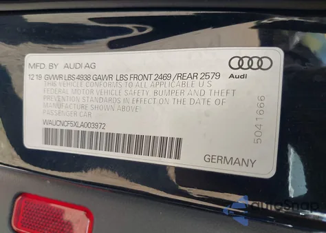 2020 Audi A5 Sportback Premium Plus 45 Tfsi Quattro S Tronic from USA, damaged, VIN WAUCNCF5XLA003972